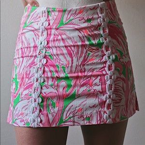 Lilly Pulitzer Pink Skirt/Skort White Embroidery